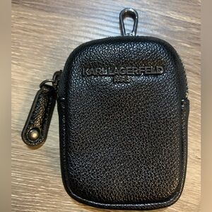 Karl Lagerfeld Unisex Black Pebbled Clippable Cash/Card/Key Pouch